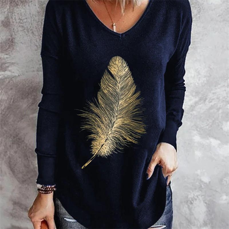 Size Shirt Plus T Print Vintage Cartoon 3d Tees Long Sleeve Loose Top Women Autumn V Neck Tshirts