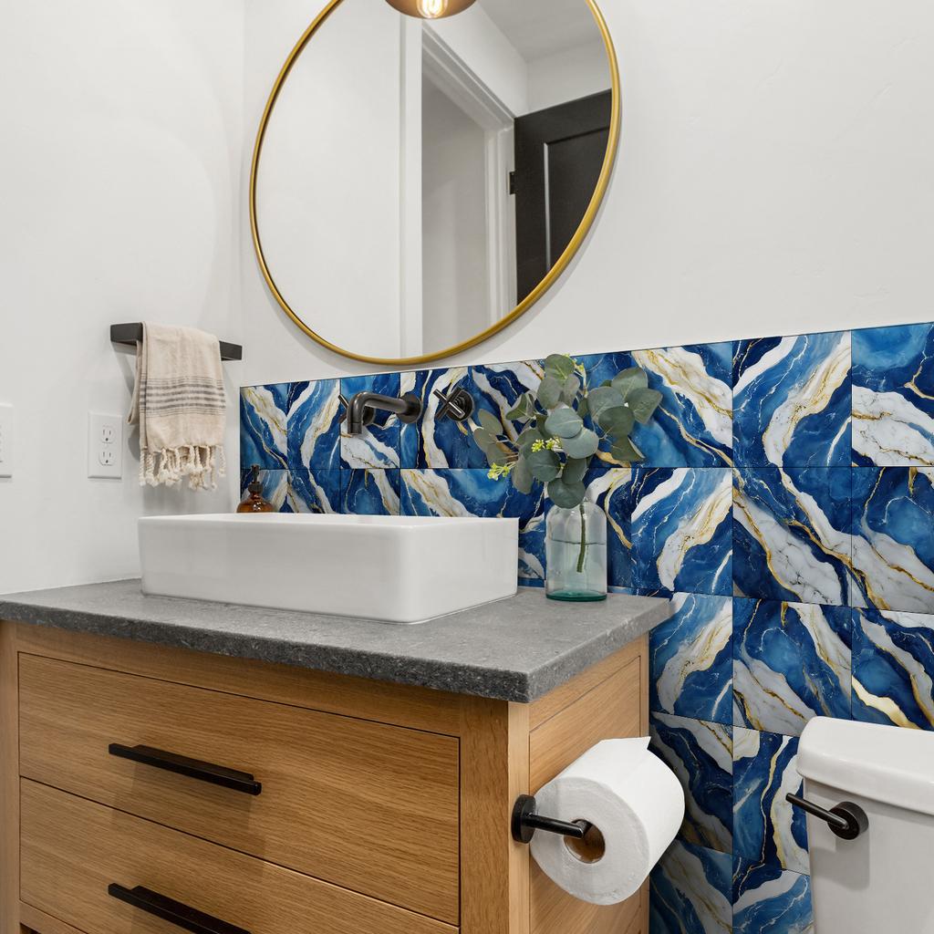 Self-Adhesive Wall Sticker Kitchen Bathroom Waterproof And Oil-Proof Crystal Tile Sticker Marble Pattern Home Decoration Wallpaper