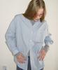 RONRON Button Pocket Oversized Shirt Blue Stripe