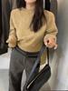 Women's 100% Pure Wool Loose Knit Sweater - New Lazy Style, Thick Round Neck, High Waist, Short Design