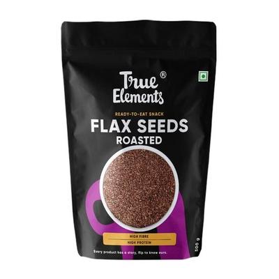 Roasted Flax Seeds 500g by True Elements - Flax Seeds for Hair Growth | Alsi Seeds | Edible Seeds | Fibre & Protein Rich Superfood | Diet Food