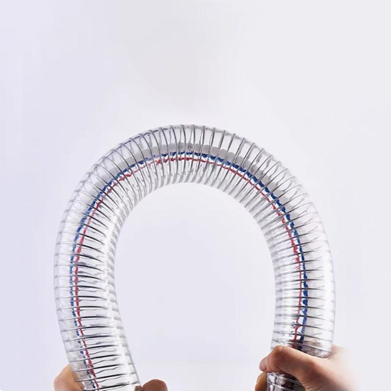 1M Transparent PVC Steel Wire Reinforced Hose, ID10-ID38mm Suitable For Plastic Pipes For Water, Oil, And Transportation