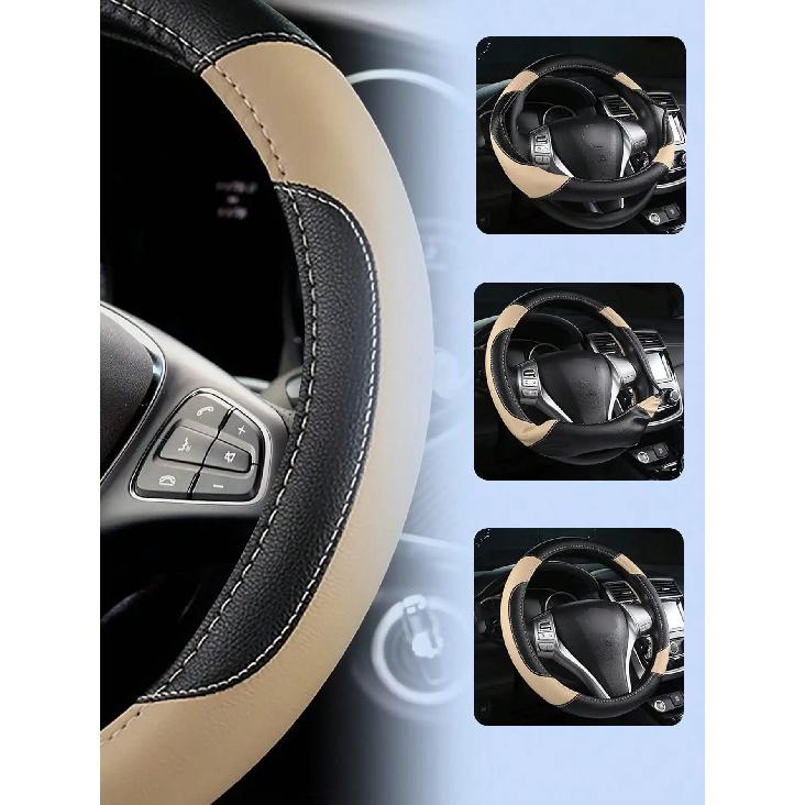 PU Leather Car Steering Wheel Cover - Breathable Microfiber, Anti-Slip & Wear-Resistant, Universal Fit for 37-38cm Wheels