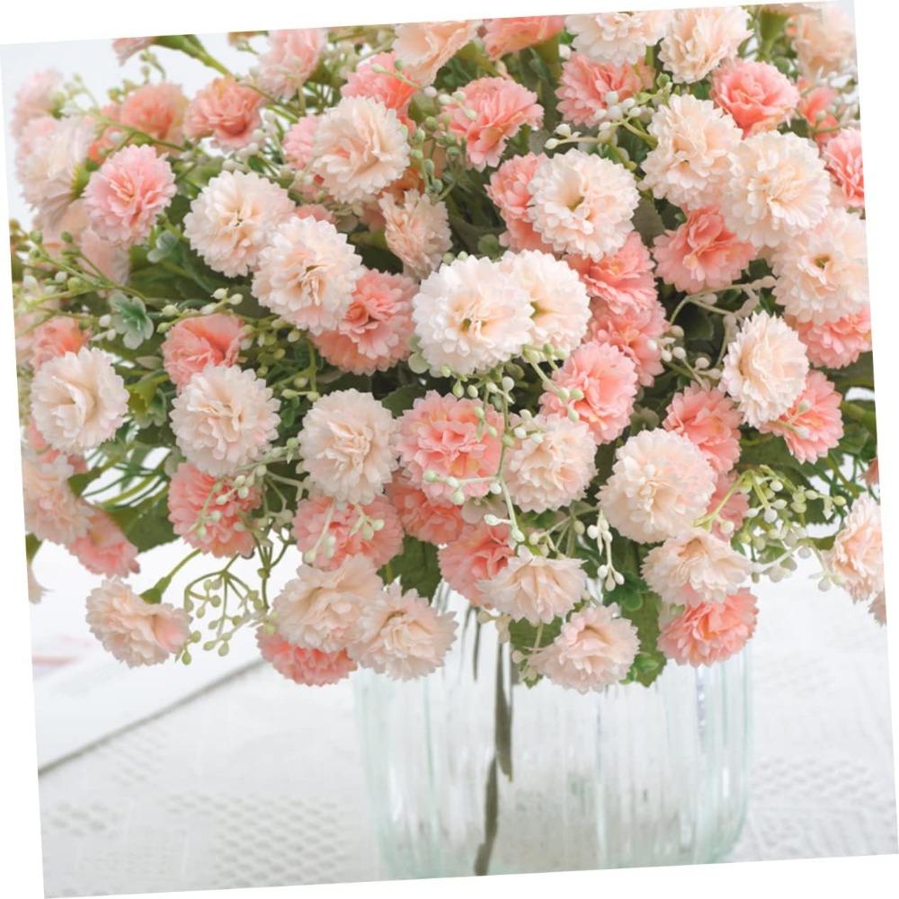 20-Branch Simulated Carnations Artificial Flowers Tassels Silk Plastic Realistic Carnation for Bouquet Home Decor
