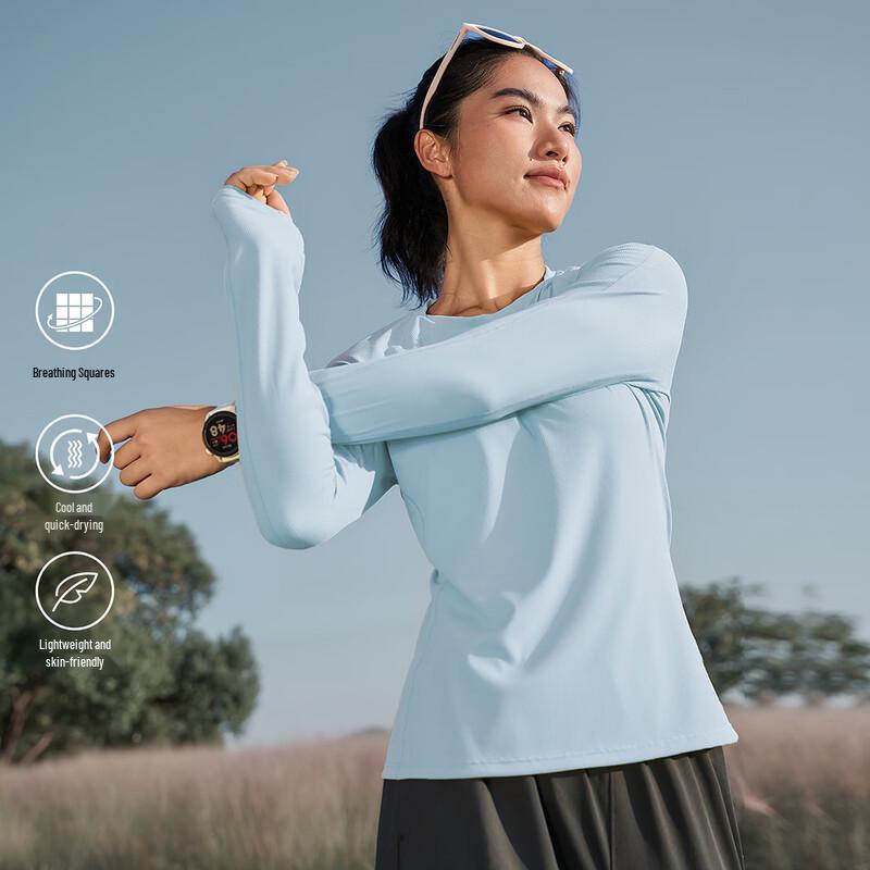 Yuebu Women's Thickened Breathable Grid Long Sleeve Running T-Shirt
