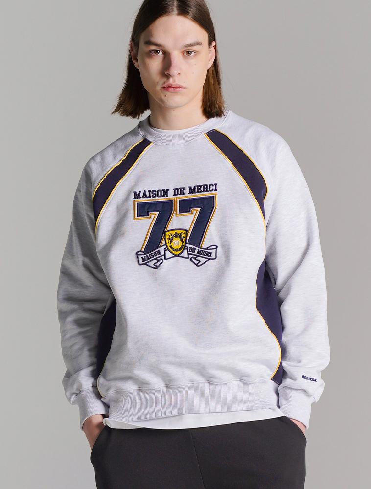 La Maison Studio Unisex Rugby Sports Double Seven Sweatshirt Ash Gray (Fcd1Ts104M)
