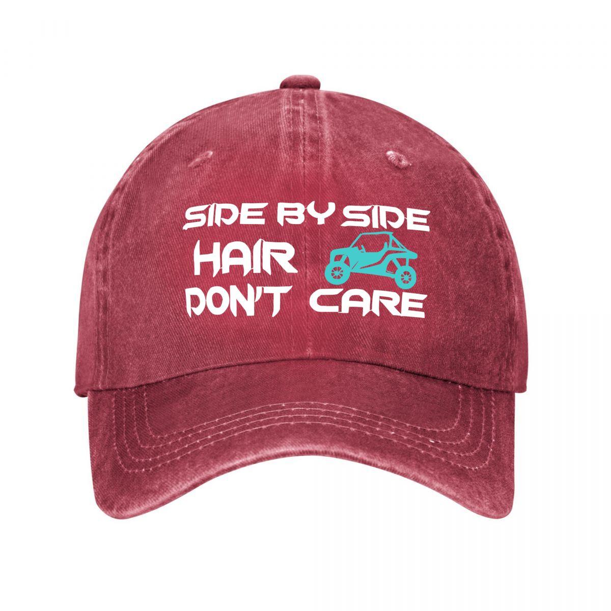 Side By Side Accessories Adjustable Funny Side By Side Hair Dont Care UTV Graphic Lightweight Washed Baseball Cap Adjustable