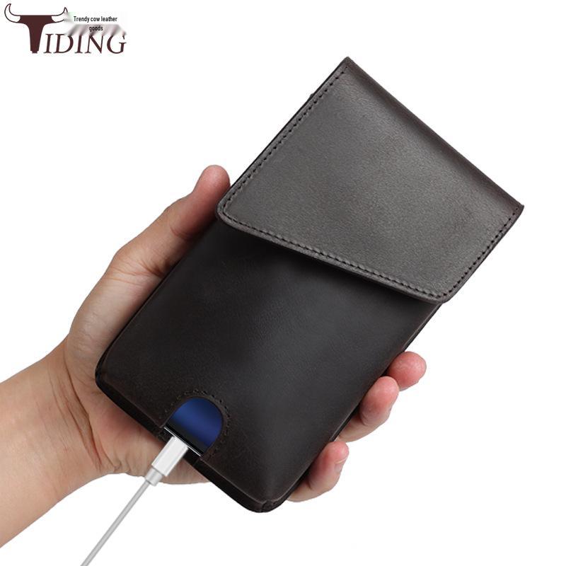 Chao Niu Vertical Style Cowhide Leather Waist Bag - Outdoor Tactical Phone Holder for Men
