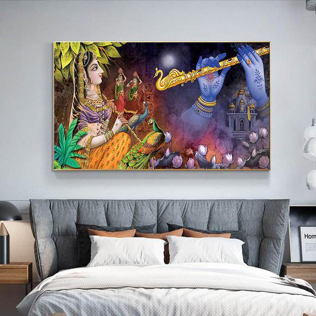 Lord Shiva with Colorful Background Canvas Painting God Shiv Pariwar Posters and Prints Wall Art Pictures Living Room No Frame No Frame