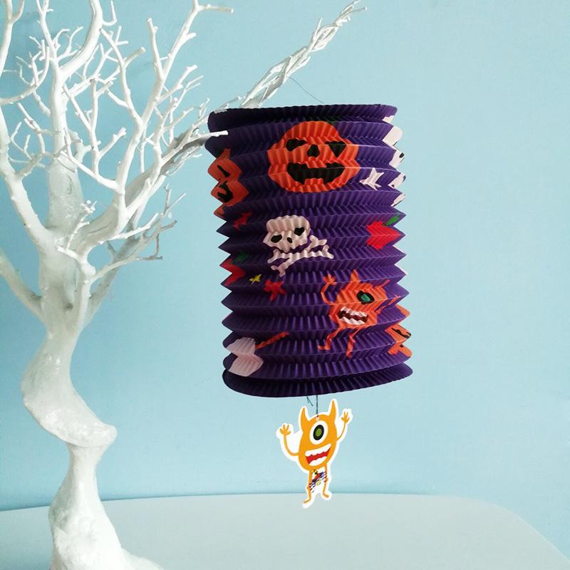 Halloween Pumpkin Ghost Lantern - Foldable Paper Decoration for Home or Bar