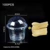 100Pcs 150ml 250ml 300ml Pudding Cups Disposable Packing Box with Lids Plastic Boxes Ice-Cream Dessert Picnic Party Packing