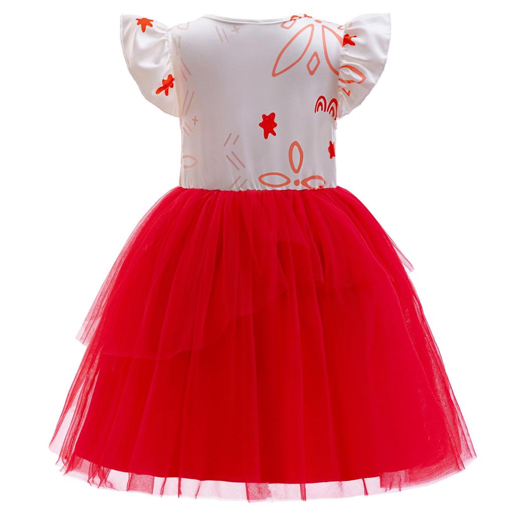 [ChicFlow] Princess Dress Kids Theater Costume Deluxe 3 Piece Girls Ocean's Wonderland Moana Costume Girls Halloween Christmas Performance Costume