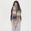 Imitation Cashmere Plaid Women's Winter Enlarged and Widened 50cm Color Matching Warm and Comfortable Striped Plaid Fringed Scarf Shawl