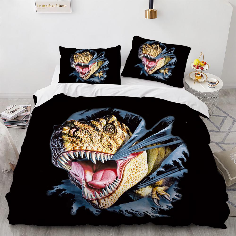 3D Dinosaur Bedding Sets Jurassic World Polyester Duvet Cover Sets Unique Dinosaur Bedding for Kids Adults Full King Twin Size