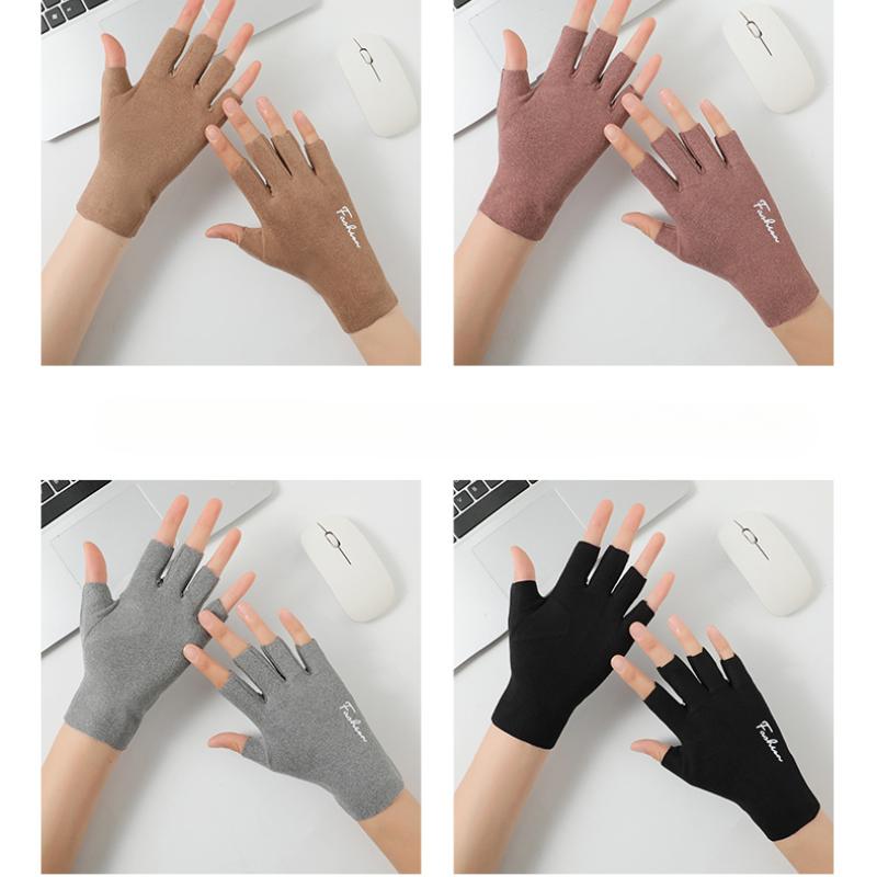 Herbst- und Winterhandschuhe für Damen Paare Fingerlose Outdoor-Radhandschuhe Studenten Tippen Deutsch Samt Warm Halbfingerhandschuhe