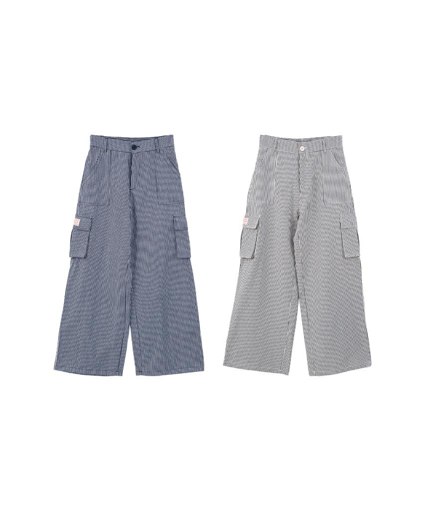 Keullaessikeulleob Basic Striped Cargo Pants (2 Colors)