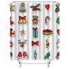 TU Christmas Shower Curtain Festive Holiday Bathroom Decor Reindeer Snowman Pattern Waterproof Fabric Backdrop Home Decoration G