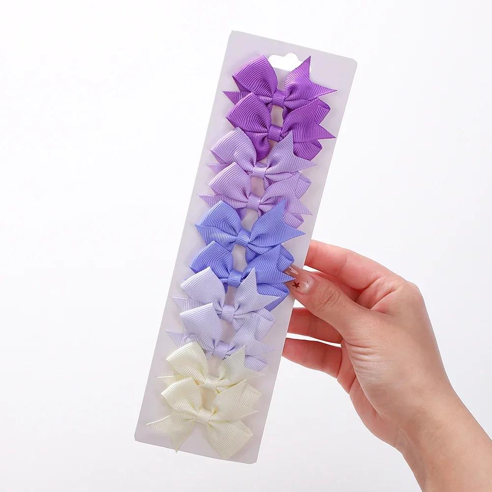 BABY BOWS 10pcs/Set Solid Handmade Bows Hair Clips Ribbon Bowknot Hairgripes for Girls Barrette Classical Kids Headwear Whole