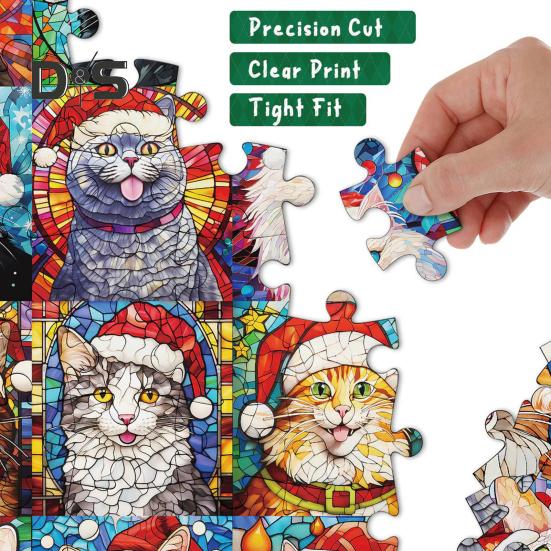 2024 Christmas Advent Calendar Cat Puzzle Set Colorful Animal Puzzle Countdown Calendar 1000 Pcs Kitty Jigsaw Puzzles for Family Fun