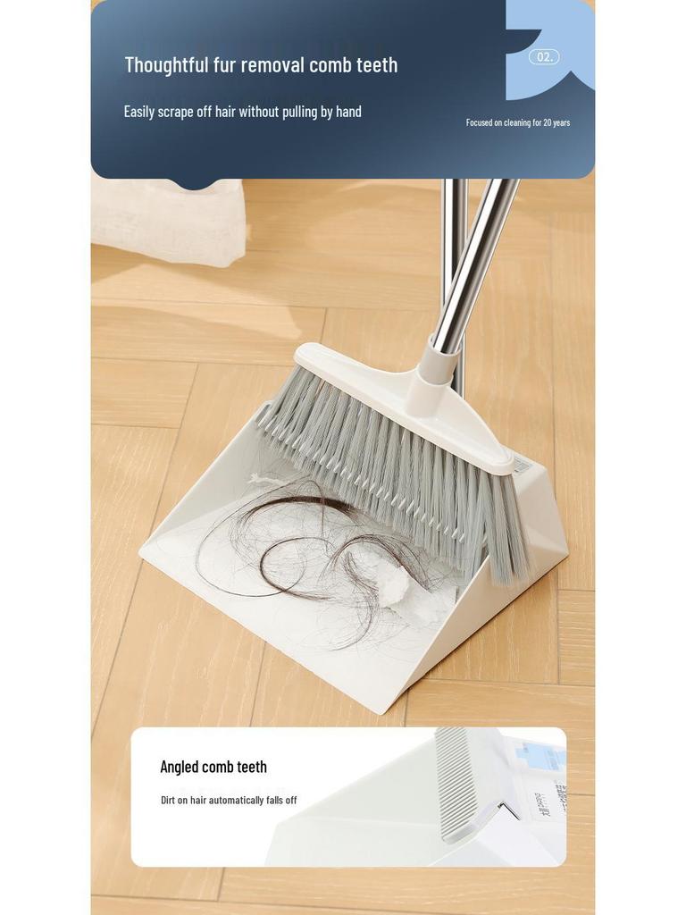Dustpan and Broom Set with Durable Dense Bristles - Efficient Household Cleanup Tool
