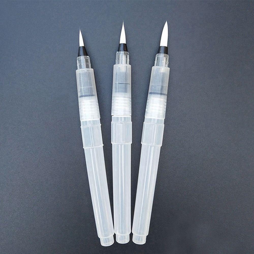 3/6Pcs Plastic Water Pen Water Soluble Colored Art Supplies Watercolor Soft Pen Brush