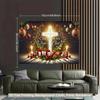 2D Christmas Begins With Christ Cross Backdrop, Religious Holiday Party Photography Banner