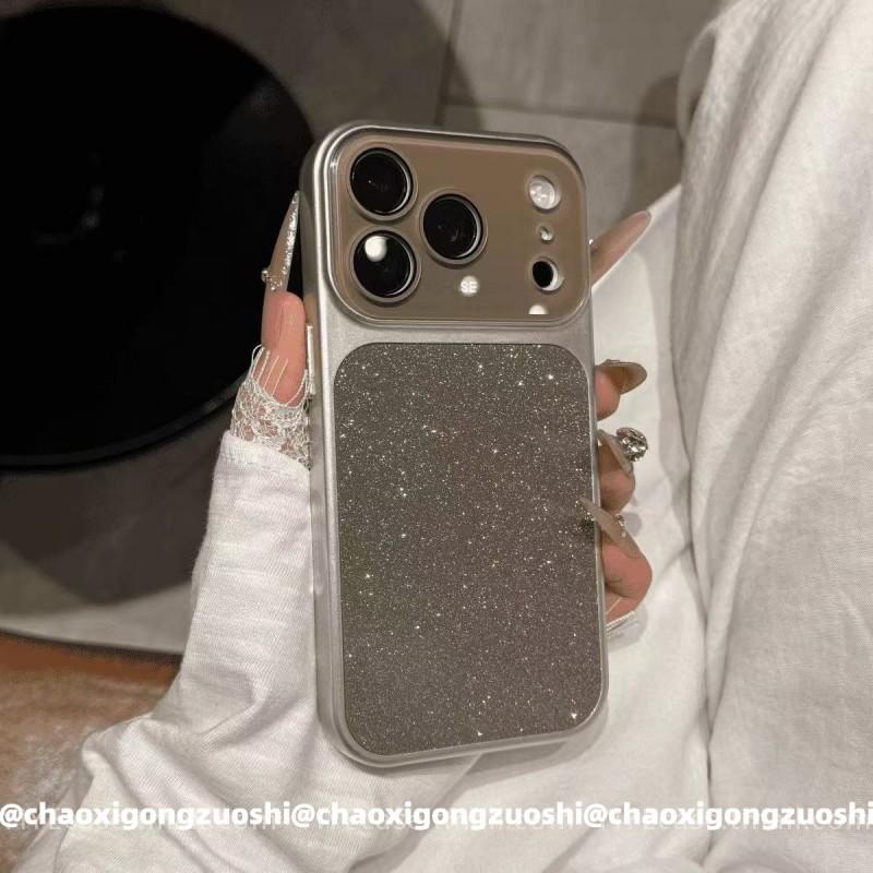Luxury Glitter Phone Case IPhone 15 16 17 Pro Max Ins Aesthetic Full Cover Acrylic Shell With Design