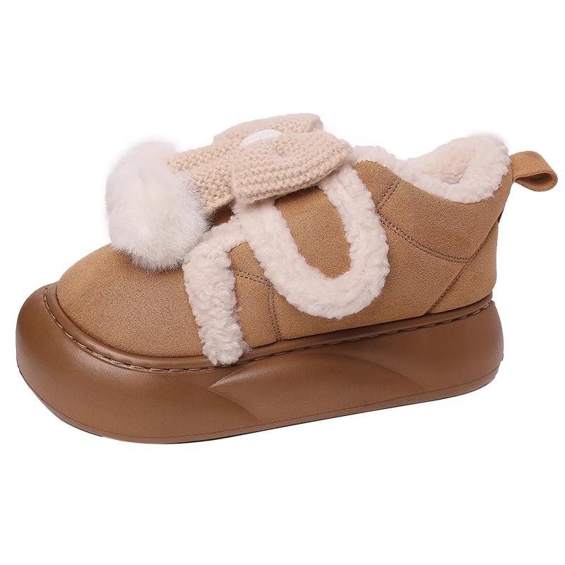 Cute cartoon Shirley Mei snow boots women's 2025 winter new models wear comfortable thickened Velcro velvet cotton shoes