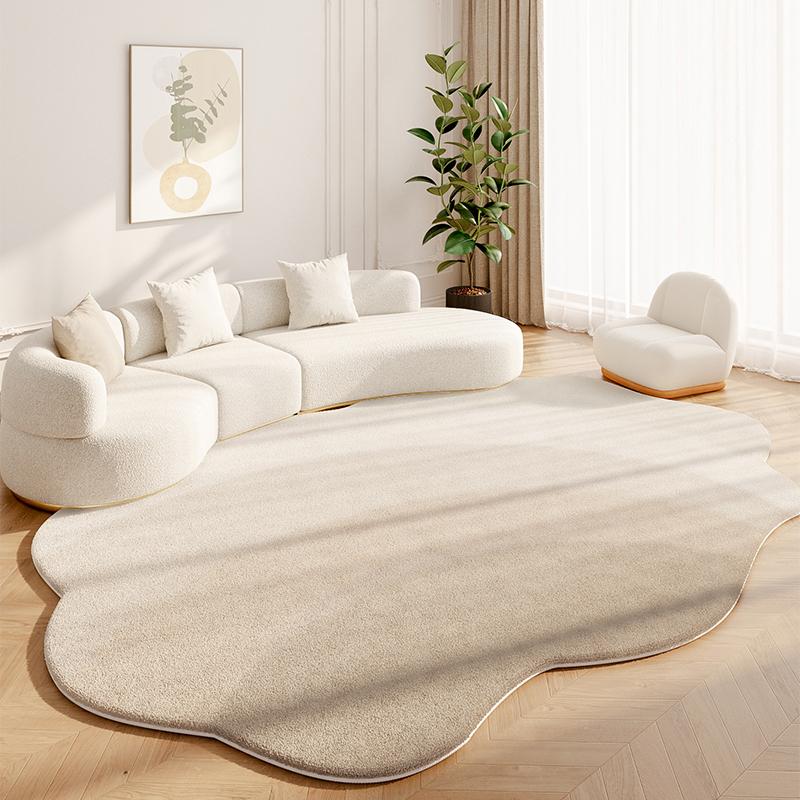 Cream Style Rugs for Bedroom Fluffy Soft Study Floor Mat Irregular Shapes Living Room Decoration Carpet Thicked Plush Lounge Rug