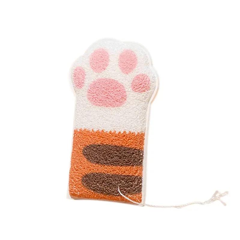 

Bath Brush Smooth Bath Sponge Elastic Cute Cat Paw Bathing Sponge Adult Baby Body Wash Brush Clean Scrub Dead Skin Brush Bath оранжевый