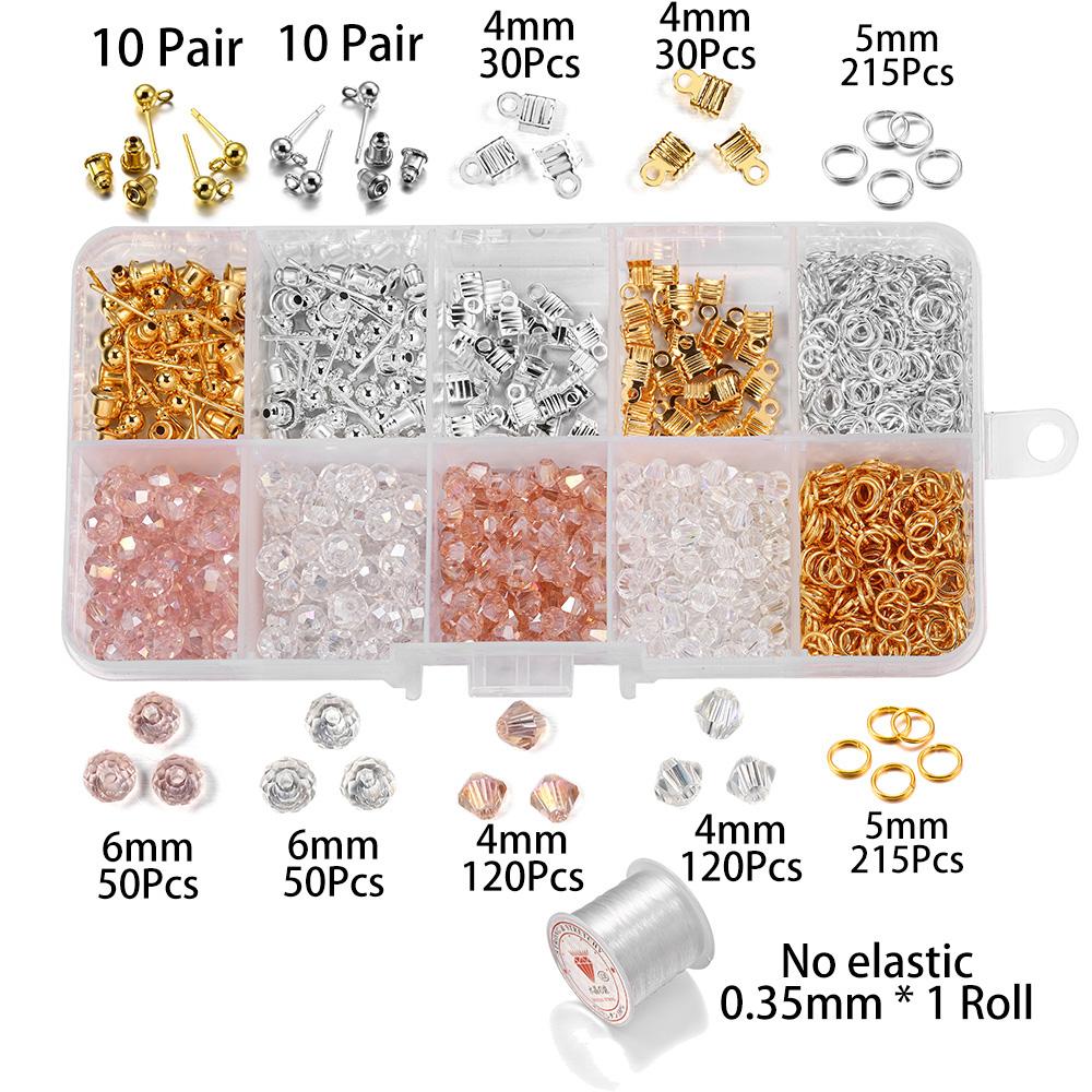 850-930Pcs Pearl Crystal Beads Jewelry Making Supplies Set For DIY Necklace Stud Earring Jewelry Making Kit Accessories