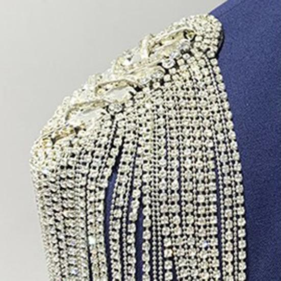 1/2 Stuks Strass Kwast Schouder Epaulet Mannen Vrouwen Uniformen Jas Blazer Kostuum Pak Metaal Lang