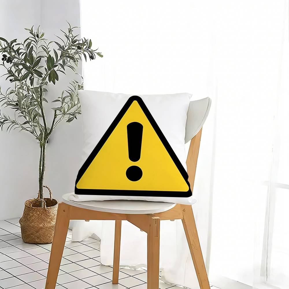 Warning Icon Danger Banning Pillow Case For Sofa Living Room Home Office Decor Protective Cover