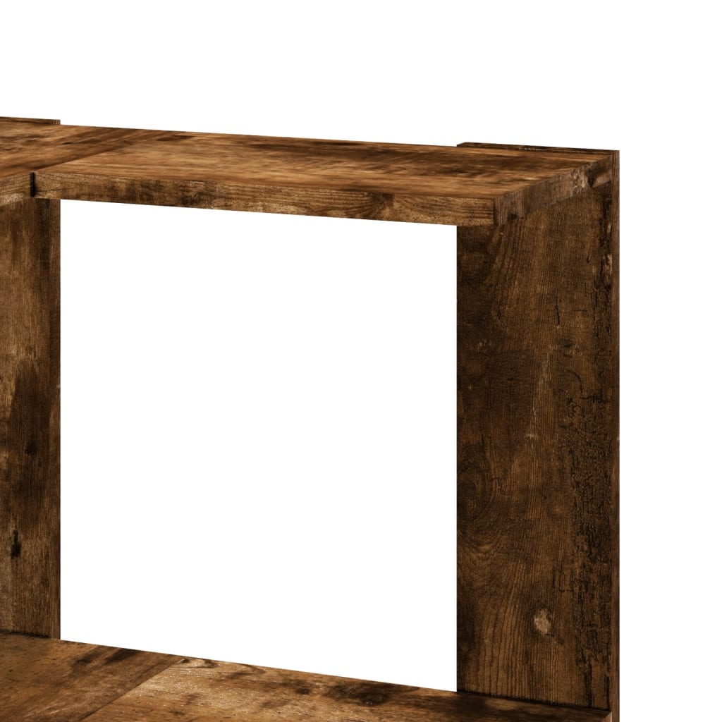 Corner Bookshelf 3 Shelves Smoked Oak Finish 50 X 50 X 102 Cm Engineered Wood