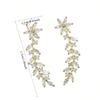 1 Pair of Ladies' Flower Leaf Pendant Earrings, Sparkling Synthetic Zircon Vine Elegant Earrings, Suitable for Weddings, Daily Wear, Birthday Gifts