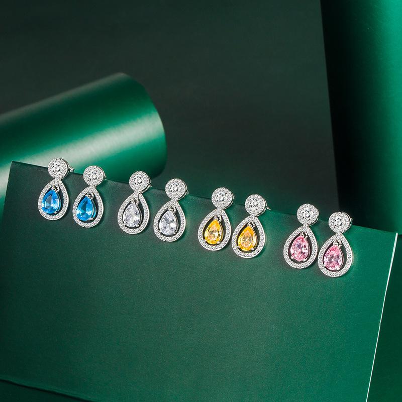 BELLA BOX Luxus Frauen Wasser Tropfen Hohl Ohrringe Birnenförmige Ohrringe Hochzeit Verlobung Party Geschenk