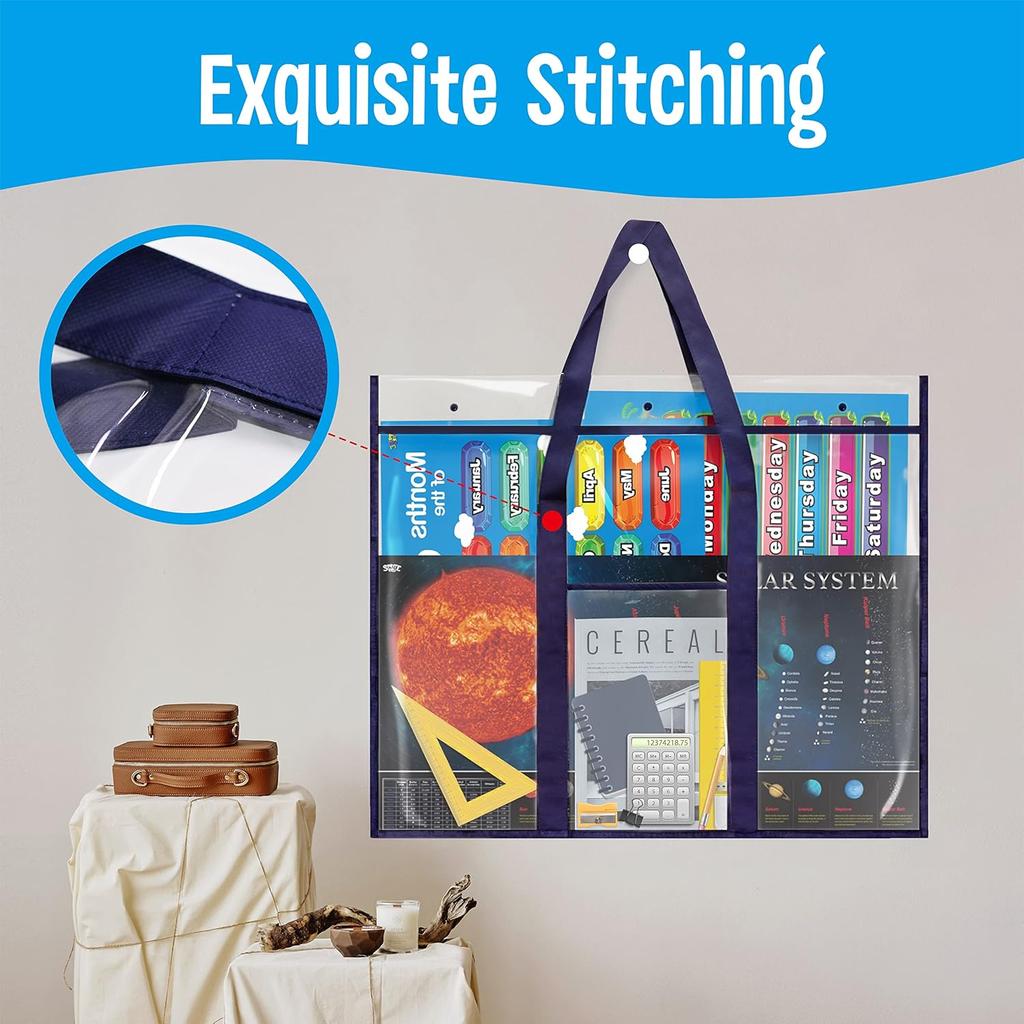 Bulletin Board Poster Art PVC Storage Pocket Chart with Accessories’ Pocket (30.5" x 24.8")
