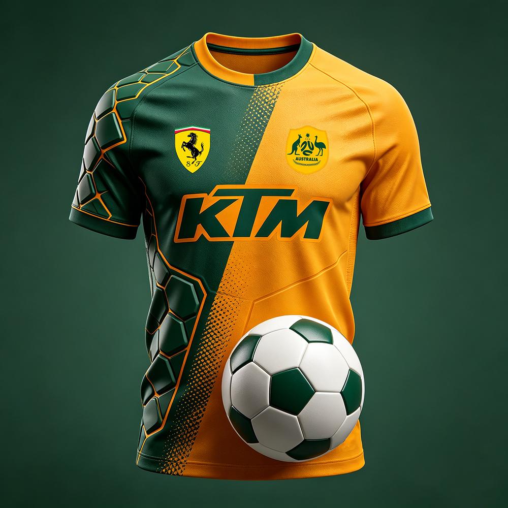 KTM 2026 Men s Australia Football Jersey Quick Dry Breathable Sports T-Shirt XS