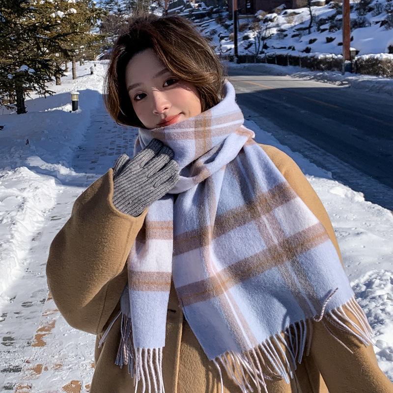 Atmosphere pure wool plaid scarf retro men and women couples high-grade thickened winter warm scarf