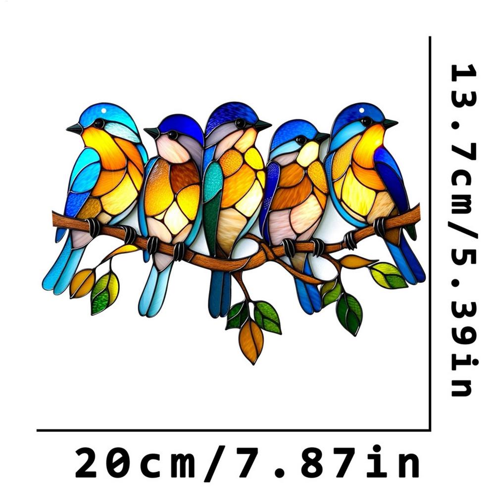Bemalter Vogel Sonnenfänger zum Aufhängen am Fenster Niedlicher Vogel Sonnenfänger Heimdekoration 2D Acryl Vogel Ornament für Vogelliebhaber