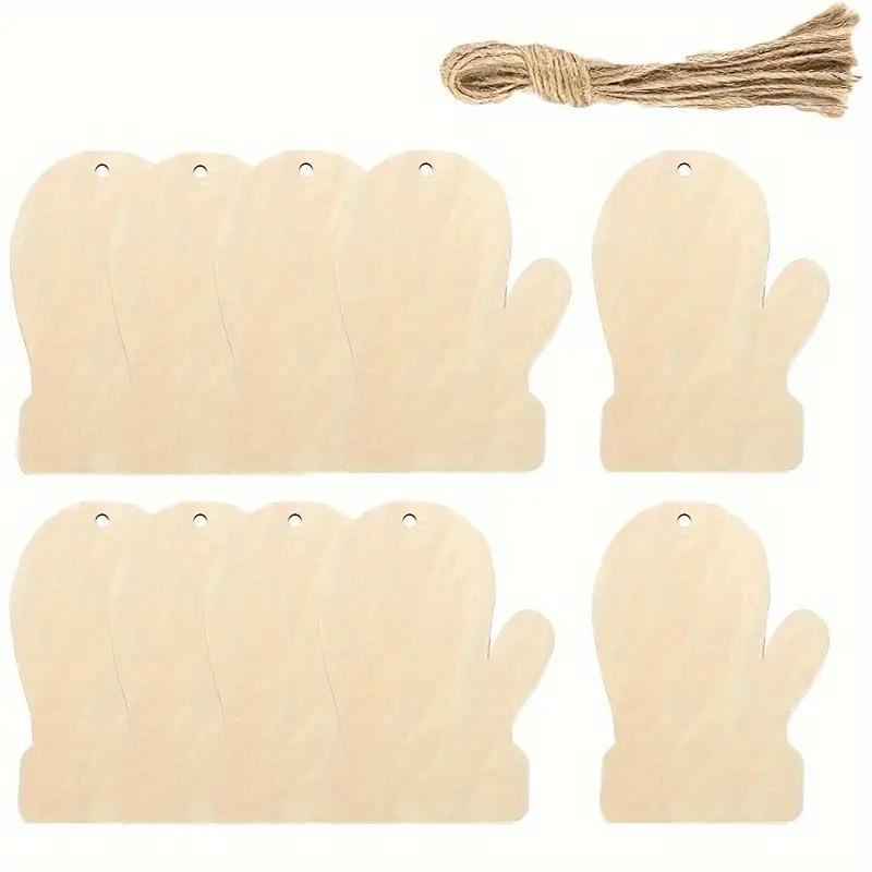 20Pcs DIY Paintable Wooden Christmas Tree Decorations Blank Gloves And Ropes For Handicrafts Home Decor Hanging Drop Ornaments