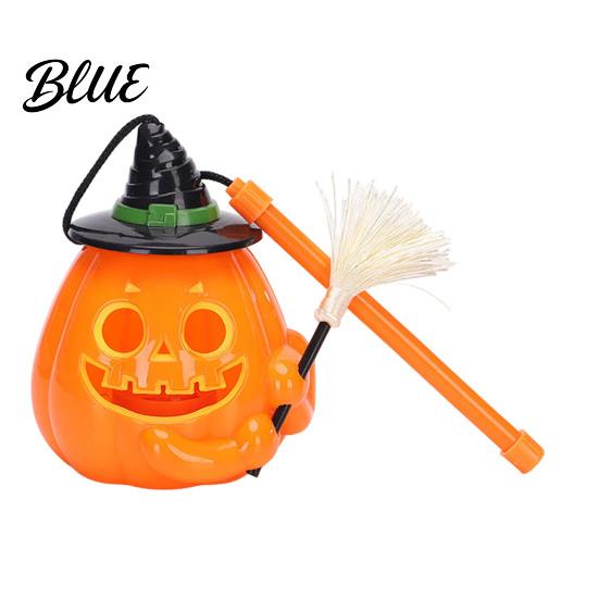 Cute Halloween Pumpkin Toy Glowing Lantern Jack O Lantern with Witch Hat Broom Light Lightweight Prop Up Decor Trick or Treat for Kids Party Decor
