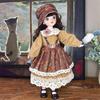 Vintage Brown Corduroy Plaid Skirt 6 Points BJD Doll Cottagecore Style Clothes Set 30cm Dolls Outfit Change Dress Up Accessories