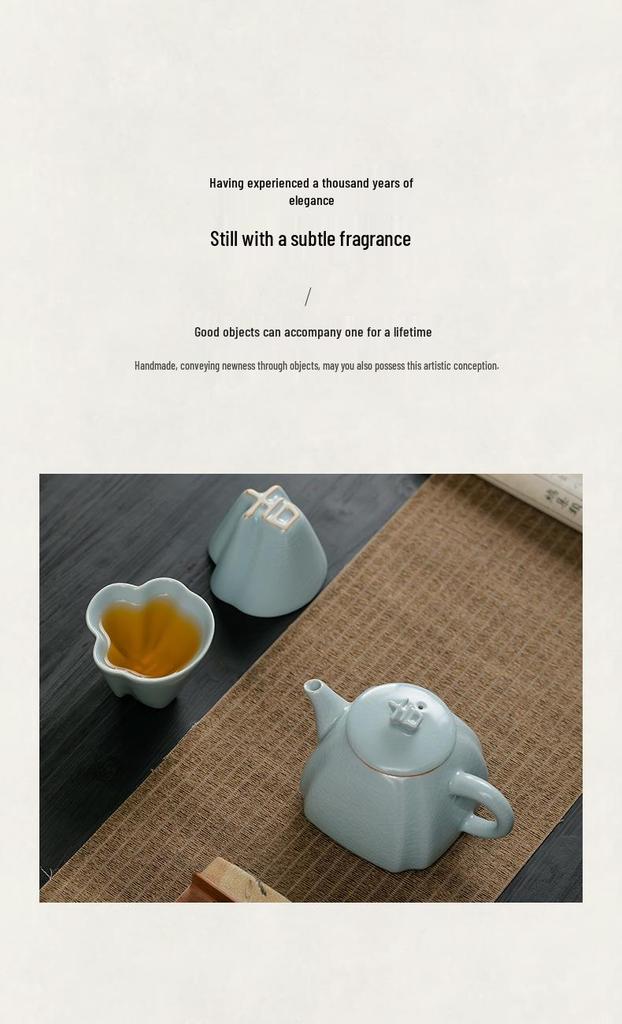 Ru Porcelain Crackle Teapot: Cultivable Retro Ceramic Kung Fu Tea Set In Creative Gift Box