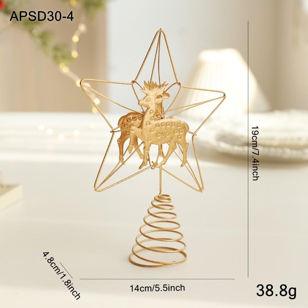 New Gold Star Christmas Tree Top Star Hollow Out Plastic Iron Christmas Tree Decorations Tree Ornaments Xmas Party