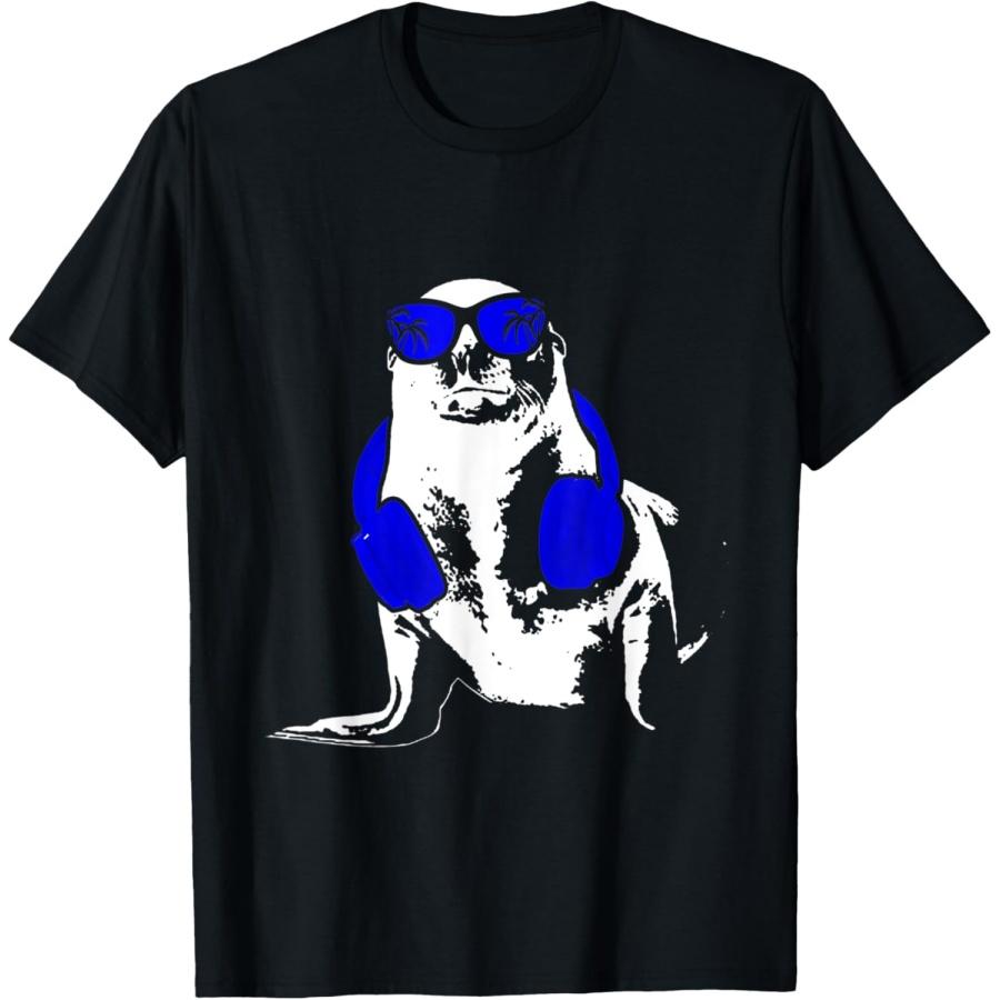 Sea Lion Animal Lover Headphones Sunglasses Sea Lion T-Shirt XXXXXL чёрный