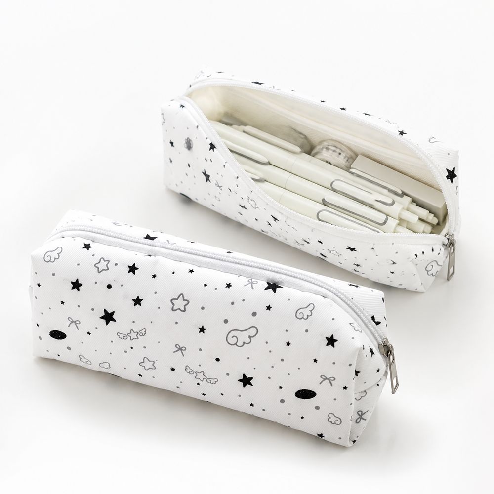 Polka Dot Zipper Pencil Pouch Large Capacity Fabric Pencil Case Pen Storage Bag  Everyday Storage