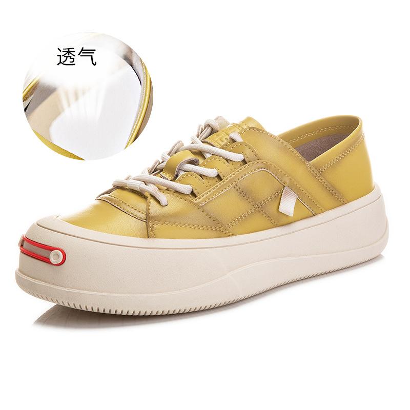 Smile thick baseplate shoes 2025 spring new shoes women's versatile casual two wear white shoes women's genuine leather women's shoes