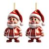 Santa Claus Decoration 2D Acrylic Hanging Ornament Cartoon Santa Christmas Tree Decoration for Mantel Wall Window Decor