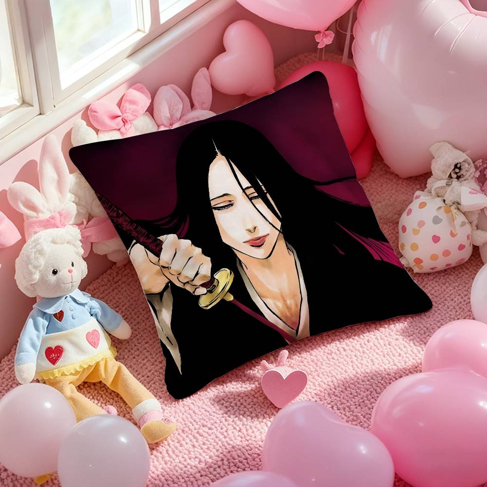 Classic Anime Unohana R-Retsu Bleach Pillow Case Comfort Sofa Bed Silky Elegant Invisible Zipper Custom Decorative Cushion Cover